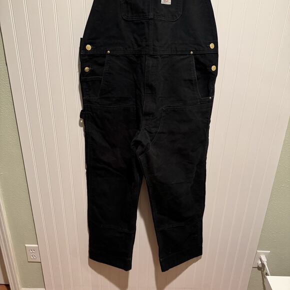 Carhartt Black Unlined Duck Bib Overalls Mens 38/32 - Picture 3 of 7